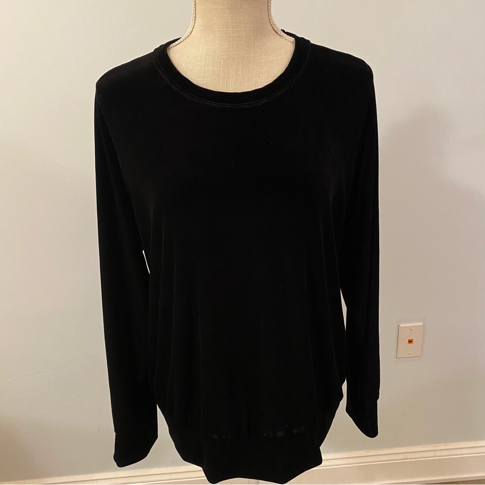 Black shirt velvet like material by Hip Large